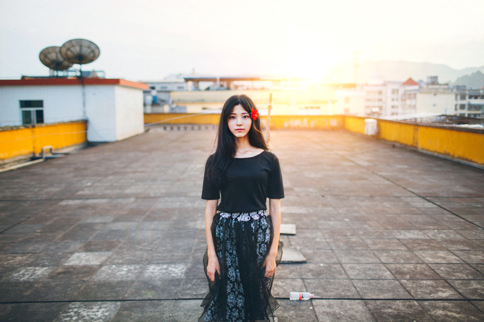 天台黄昏时的唯美迷人图  第2张