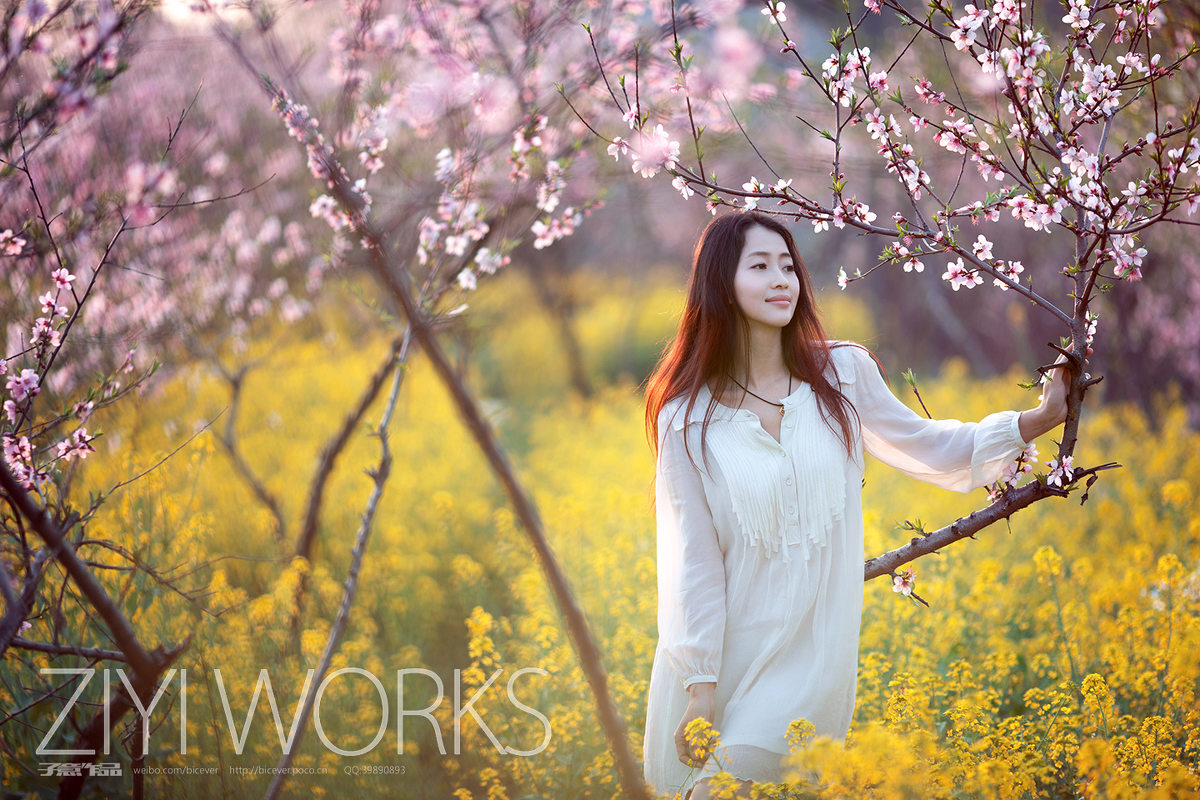 花圃中的白裙女子唯美图  第7张