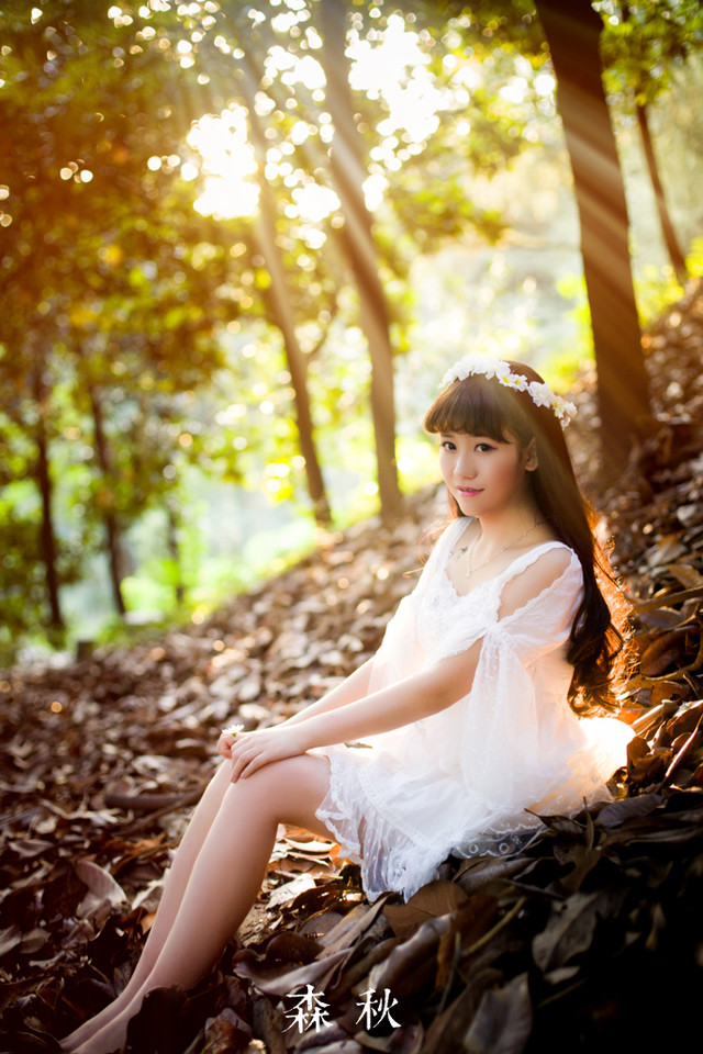 蕾丝短裙美女在深秋的森林写真图  第12张
